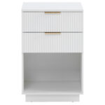 White P2 Density Board Wavy Pattern Drawer Front Two-Drawer Bedside Cabinet - Image 2