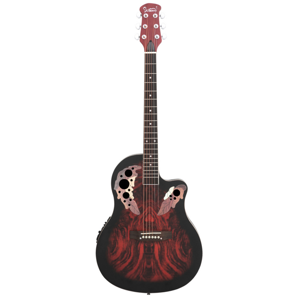 Don’t sell on Amazon 41 inch Full-Size Cutaway Acoustic-Electric Guitar Grape Voice Hole Spruce Top Round Back Sunset Red