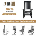 68.5*86*115CM Square Wooden Rocking Chair Wavy Backboard Black - Image 3