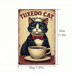 CIFbuy Vintage Cat Coffee Metal Sign 8x12 Inch, Retro" Tuxedo Cat Chef Hat Wall Art, Durable 2D Flat Iron Plaque, 2D Flat Iron Plaque, Playful Kitchen Decor Inch, RetrikTok, Inch, RetrikTok, t Self-pickup Logiopics