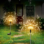 Warm white 6-pack 120 LED 8-mode solar fireworks light, outdoor garden waterproof fireworks light, used for sidewalk, backyard lawn landscape, vibrant tree decoration stick string lights - Image 5