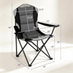2 Pack Heavy Duty Folding Camping Chairs 330 LBS Capacity, 600D Oxford Padded Portable Outdoor Lawn Chairs with Cup Holder & Carry Bag - Black - Image 3