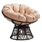 38" Ergonomic Swivel Wicker Papasan Chair with Thick Tufted Cushions, 360 Degree Rotatable Chairs for Living Room Bedroom Reading Room, Beige Cushion - Image 12