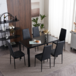 4pcs Elegant Assembled Stripping Texture High Backrest Dining Chairs Black Replace encoding 13028198-18410366 - Image 97