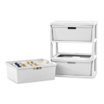 (2 pack) Wide 3 Drawer Tower, Plastic Storage Organizer with Removable Decorative Bins, Easy to Assemble - No Tools Needed, White(Shipment from Walmart) - Image 3