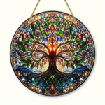 CIFbuy Tree of Life Wall Art Colorful Stained Glass Design Smooth Edges Indoor Outdoor Decor Housewarming Gift Acrylic Suncatcher (TikTok, temu pick-up service) - Image 5