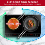 Double Induction Cooktop, Portable Dual Countertop Burner with Sensor Touch, 4000W Induction Cooktop 2 Burner, Electric Countertop Cooker with 9 Temp & Power Levels, 3-Hour Timer,Safety Lock - Image 7