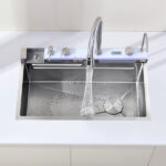 Pull-out Facuet Single Bowl Sink Kitchen Vegetable Sink 304 Whale Waterfall Sink Dish Sink Household Vegetable Washing Basin, Dark Gray[Unable ship on weekends, TK/TEMU only for pickup, only TX10643 warehouse supports GOFO] - Image 14