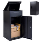 2-in-1 Lockable Mailbox & Package Delivery Box, Galvanized Steel for Outdoor Use (Black)