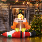 Replace 57412109 4.9 FT Lighted Christmas Inflatable Decoration, Inflatable Turkey Sitting on Santa Claus, Funny Blow Up Yard Decorations with Built-in LED Lights for Holiday Party Front Yard Lawn Garden Decor - Image 9