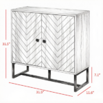 31.5" Modern Buffet Cabinet, Adjustable Shelf, Steel Base, 2 Chevron Doors Sideboard - Image 3