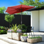 9FT Outdoor Half Patio Umbrella - Balcony Furniture, Red - Image 6