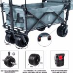 Collapsible Wagon Heavy Duty Folding Wagon Cart with Removable Canopy, 4" Wide Large All Terrain Wheels, Brake, Adjustable Handles,Cooler Bag Utility Carts for Outdoor Garden Wagons Carts Beach Cart - Image 5
