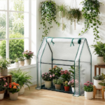 Mini Greenhouse with PE Cover, Indoor Outdoor Plant Gardening Green House for Garden Backyard, 36*18*33in, White - Image 23