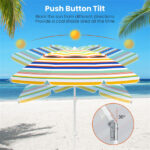 6.5ft Portable Beach Umbrella (Colorful) - UPF50+ Sun Protection (Silver-Coated Polyester), 3-Section Easy Setup (No Tools) - Image 2