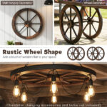 24" Set of 2 Carbonized Fir Wood Wagon Wheels, Rustic Western Decor with Reinforced Metal Rim - Image 7