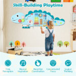 11-in-1 Dinosaur Activity Wall Busy Board Panels-- Wooden Sensory Toy-Blue - Image 11