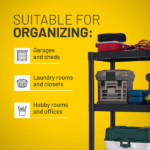 3-Shelf Standard Duty Plastic Storage Shelves, 43” x 21” x 14”, 150lb Capacity - Image 4