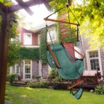 Oxford Cloth Hardwood With Cup Holder Wooden Stick Perforated 100kg Seaside Courtyard Oxford Cloth Hanging Chair Green - Image 15