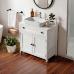 1-Drawer 2-Door Bathroom Vanity Bathroom Cabinet Washbasin Not Included 23.62*11.81*23.62in White