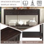 Rustic Entryway Console Table, 60" Long Sofa Table with two Different Size Drawers and Bottom Shelf for Storage (Espresso) - Image 5