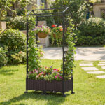 5.5 FT Raised Garden Bed with Trellis Self-Watering Planter Boxes with Lockable Wheels, 2 Configurations Vertical Garden Planter for Patio Balcony - Image 9