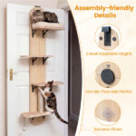 Door Hanging Cat Tree 5-Level Height Adjustable 4-Tier Climber No-Drill for Apartment Beige - Image 7