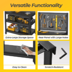 Work Bench with Pegboard,Heavy Duty 3000lbs Capacity Workbench with Wheels Adjustable Shelves,Tool Cart,Work Table for Garage Warehouse47.2"H*33.46"W*18"D - Image 6