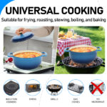 Cast iron 5QT cooking pot - Gradient blue - Includes two silicone gloves - Enamel pot - Image 10