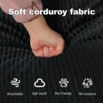 Compression Human Dog Sofa Bed for Adult & Pets,Modern Floor Couch With Pillow for Living Room Bedroom,Corduroy Fabric,No Assembly Required, Black - Image 8