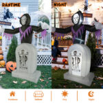 8ft Garden 3pcs LED String Lights Grim Reaper and Grave Inflatable Halloween Decoration - Image 8