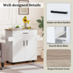 41.5" Rolling Kitchen Island Cart with Storage, White Kitchen Cart with Drawer & Cabinet, Spice Rack & Towel Holder - Image 10
