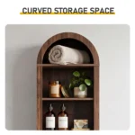 1-Door 1-Drawer 4-Tier Bathroom Vanity Grille-Finished MDF Melamine-Faced Bathroom Cabinet Arched Top 15.75*11.81*66.93in Walnut - Image 7