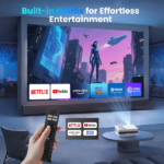 FUDONI Smart Projector with WiFi and Bluetooth, Native 1080P 4K Decoding for Home Cinema, Outdoor Movie Projector with Apps, Built-in Netflix/YouTube/Prime Video (Banned by Amazon) - Image 4