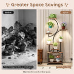 Plant Stand Indoor with Grow Lights - 62" Tall Plant Shelf, Lighted Corner Plant Stands for Indoor Growing, 8 Tiered Large Flower Holder, S-Shaped Decorative Rack for Living Room (WALNUT COLOR) - Image 7