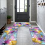 Three-piece kitchen rug set, non-slip and washable, abstract pattern kitchen hallway rug, soft and comfortable, suitable for sinks, floors, entrances, hallways and bathrooms. - Image 12
