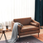 97*71*74cm 1.5 Seats Hot Stamping Cloth Surrounding Chair With Pillow Indoor Circle Chair Dark Brown - Image 9