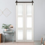 40" Bi-Folding Sliding Barn Door Hardware Kit for 2 Doors,Smoothly&Quietly,Black Track J Shape Roller-[Doors not Included] - Image 3