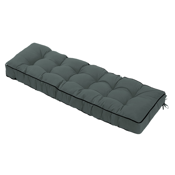 Outdoor Bench Cushion, 63 × 20 × 4 Inch, Tufted Waterproof Swing Cushion with Ties, for Patio Bench or Window Seat