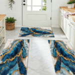 Three-piece kitchen rug set, non-slip and washable, abstract pattern kitchen hallway rug, soft and comfortable, suitable for sinks, floors, entrances, hallways and bathrooms. - Image 11