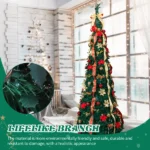 7 FT Fully Decorated Pre-lit Christmas Tree, Pop Up Artificial Xmas Tree with 200 Warm Lights Remote Control and Red & Golden Ornaments for Home Office Store Holiday Deco - Image 8