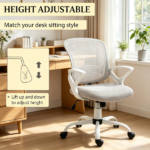 Gray Mid-Back Mesh Office Chair – for Long Hours Working, Swivel Computer Chair, Rocking Function, Rolling Wheels - Image 6