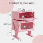 20.7" Wide Pink Robot LED Nightstand with 360° Rotating Drawer - Modern End Table - Image 2