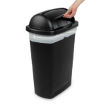 Large Kitchen Trash Can, 13 Gallon Plastic Garbage Bin with Roll Top Lid, Black (Shipment from Walmart) - Image 4