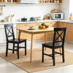 Black Farmhouse Wooden Dining Chairs Set of 2 with Cross Back Design for Kitchen Table Only chairs - Image 6
