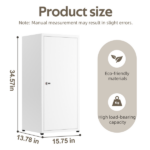 34.6"H Metal Locker Storage Cabinet with Lock, Small Lockable Employees Locker with Adjustable Shelf & Feet, Steel Single Door Lockable Cabinet for Home, School, Office, Gym (White) - Image 2