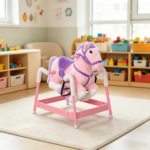 ddler Pink Spring Ride-On Horse – Plush Rocking Horse with Sounds & Foot Stirrups, for Kids 3-8Years