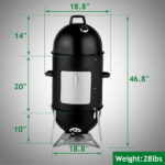 Vertical Steel Charcoal Smoker, Heavy Duty Three Layer Round BBQ Grill Smokey Mountain Cooker for Outdoor Cooking, Black SAME AS 60608693 - Image 5