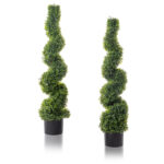 2pcs Green 115cm Spiral Boxwood PVC Artificial Tree - Image 2