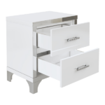 Elegant High Gloss Nightstand with Metal Handle,Mirrored Bedside Table with 2 Drawers for Bedroom,Living Room,White - Image 3